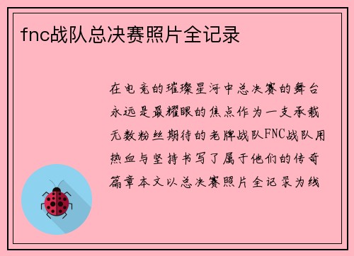 fnc战队总决赛照片全记录